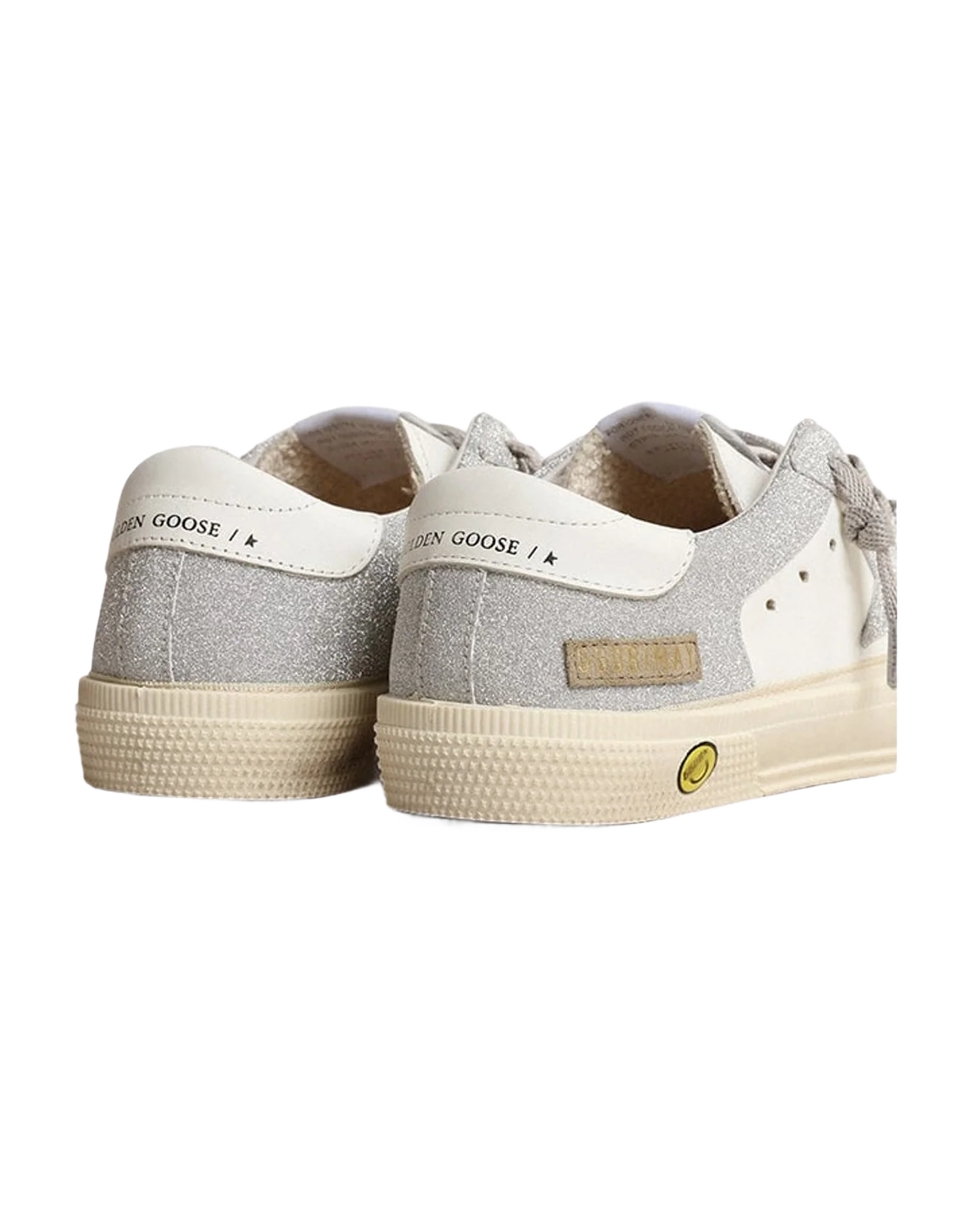 Kids | Young May White Leather & Silver Glitter | White x Silver