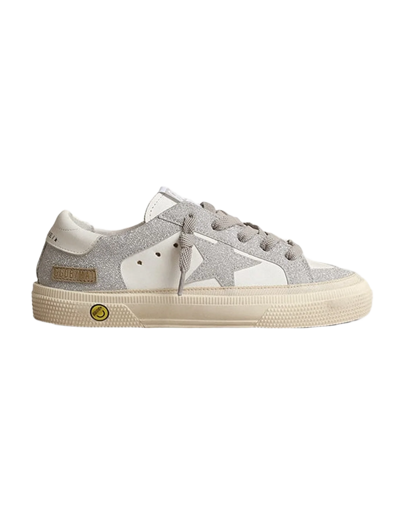 Kids | Young May White Leather & Silver Glitter | White x Silver - Image 4