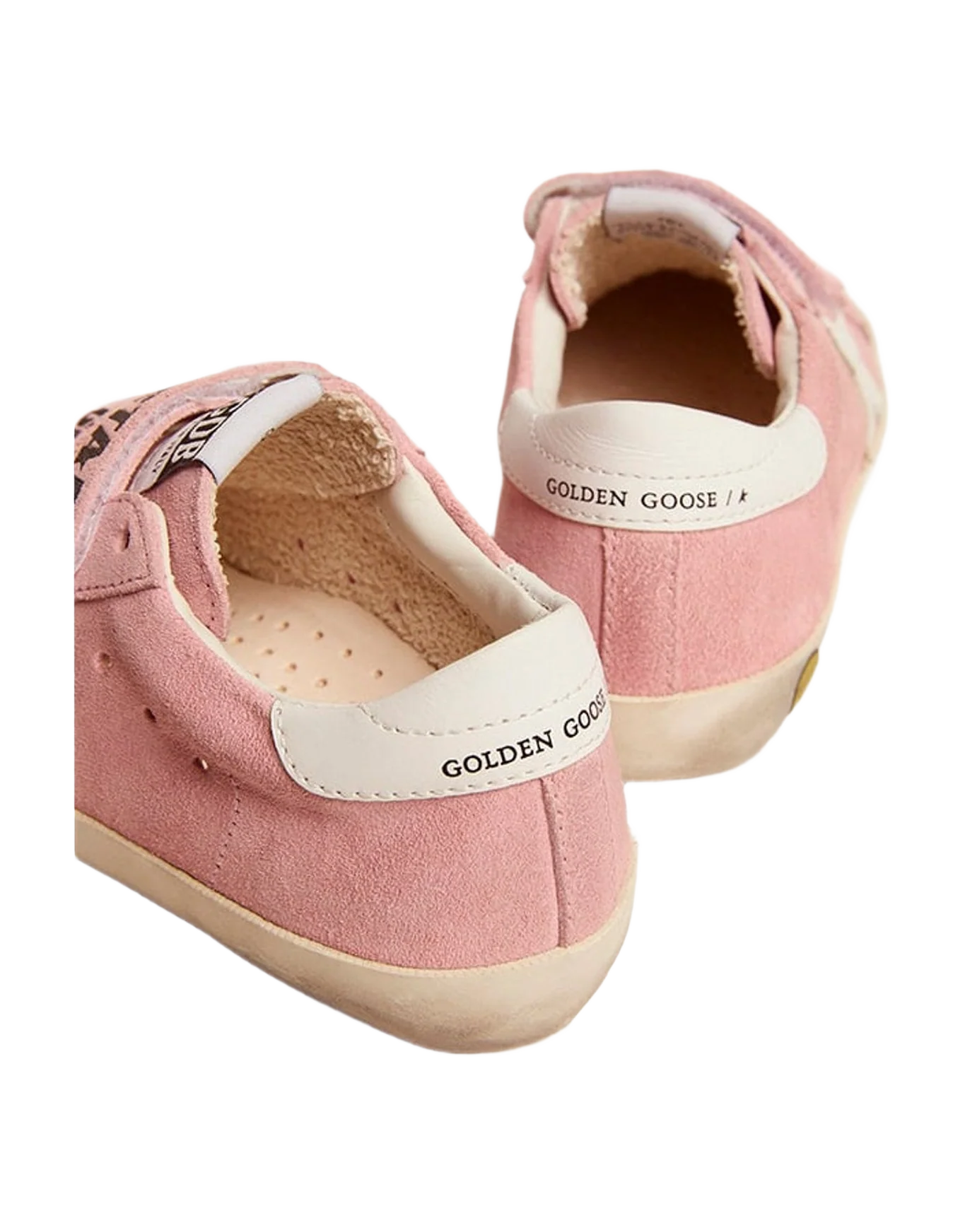 Kids | Young Old School Pink Suede with Leather Star & Heel Tab | Baby Pink x White
