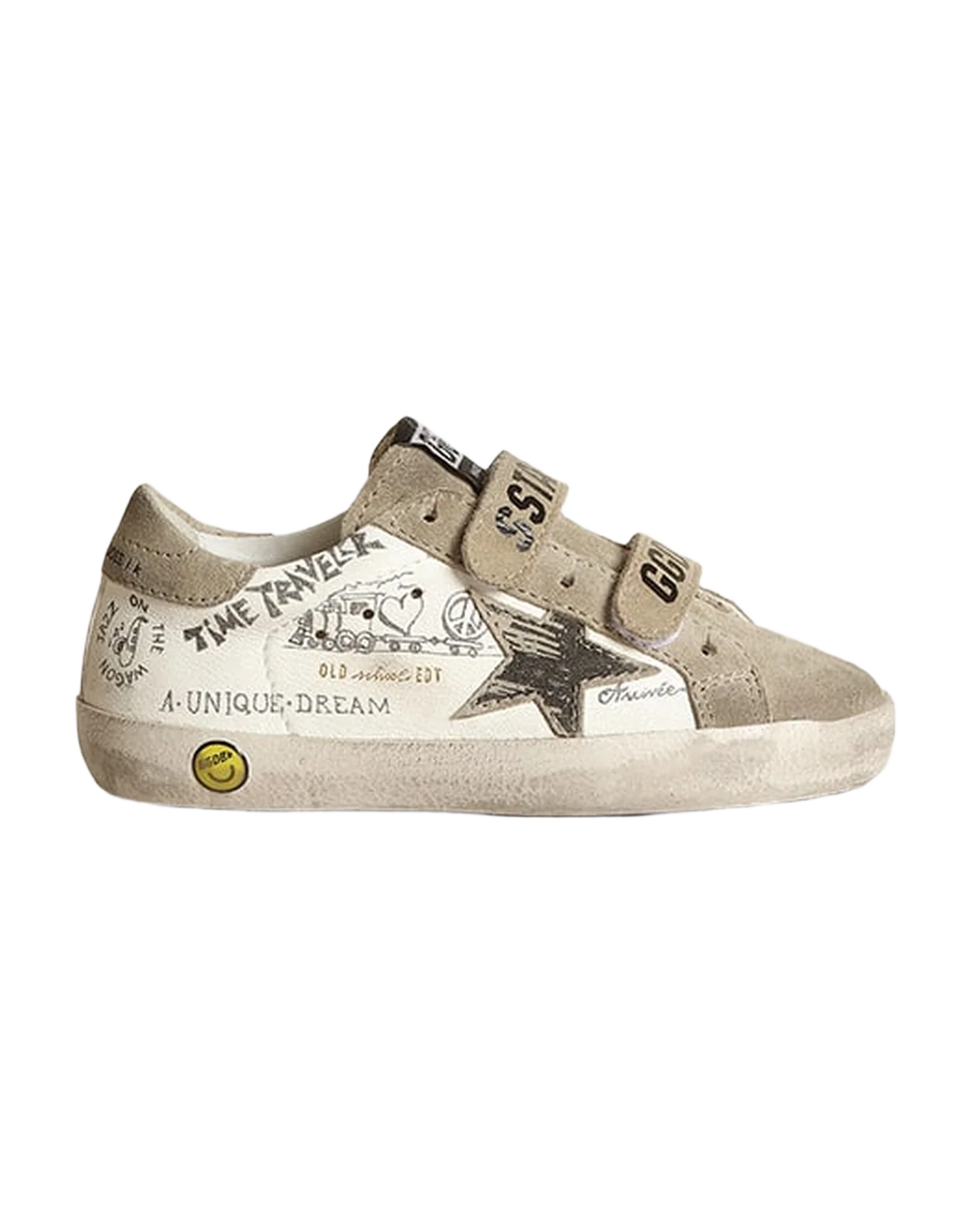 Kids | Young Old School White Nappa with Dove Gray Inserts | White x Black x Taupe - Image 3