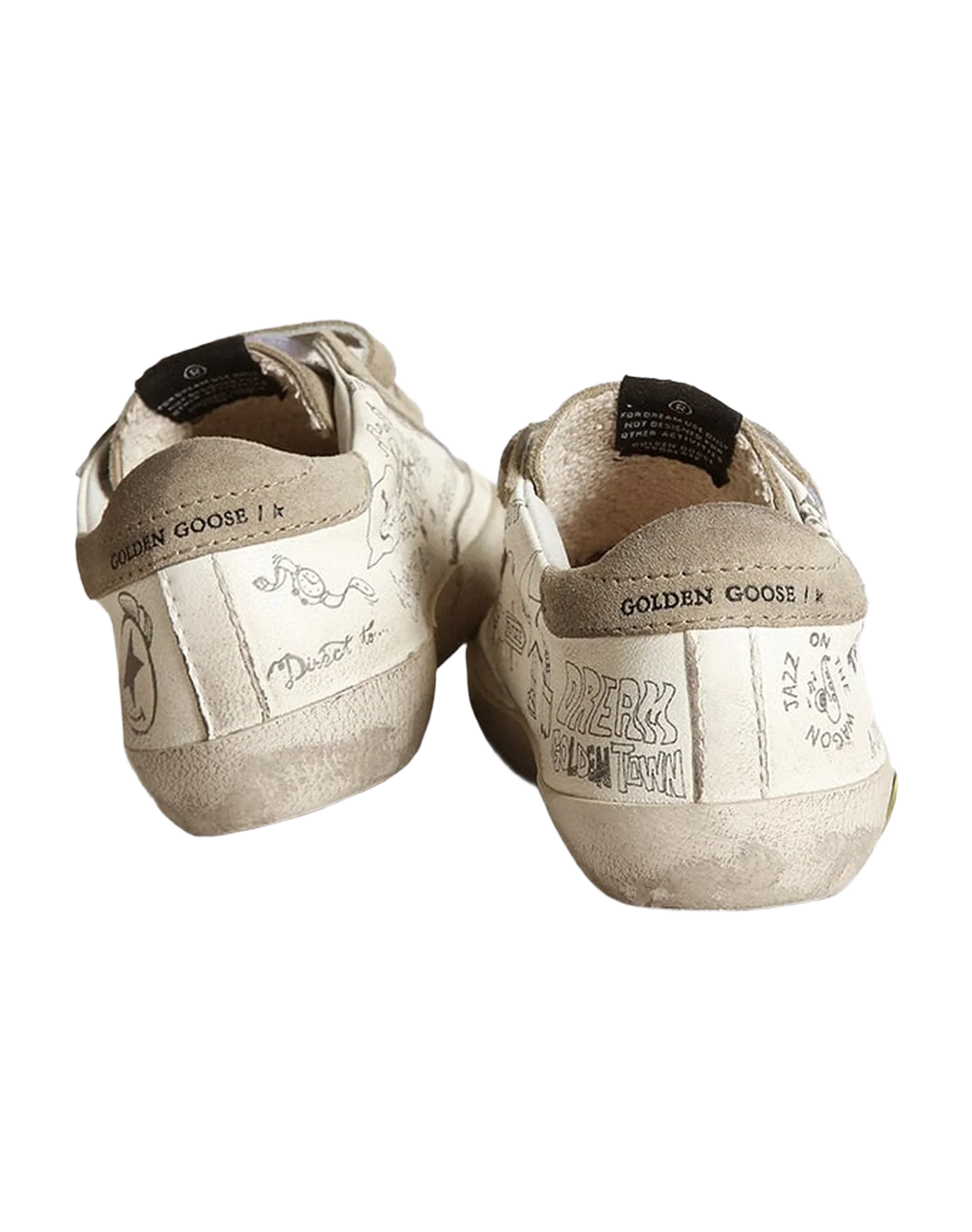 Kids | Young Old School White Nappa with Dove Gray Inserts | White x Black x Taupe - Image 4