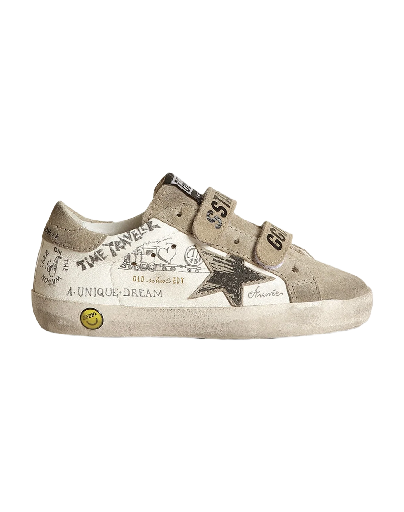 Kids | Young Old School White Nappa with Dove Gray Inserts | White x Black x Taupe - Image 6