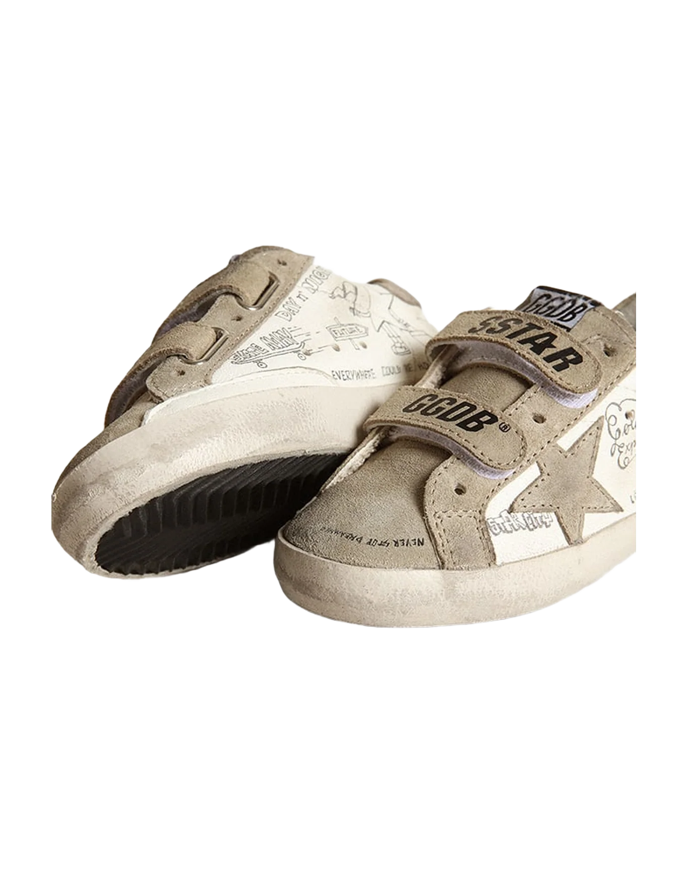 Kids | Young Old School White Nappa with Dove Gray Inserts | White x Black x Taupe - Image 7
