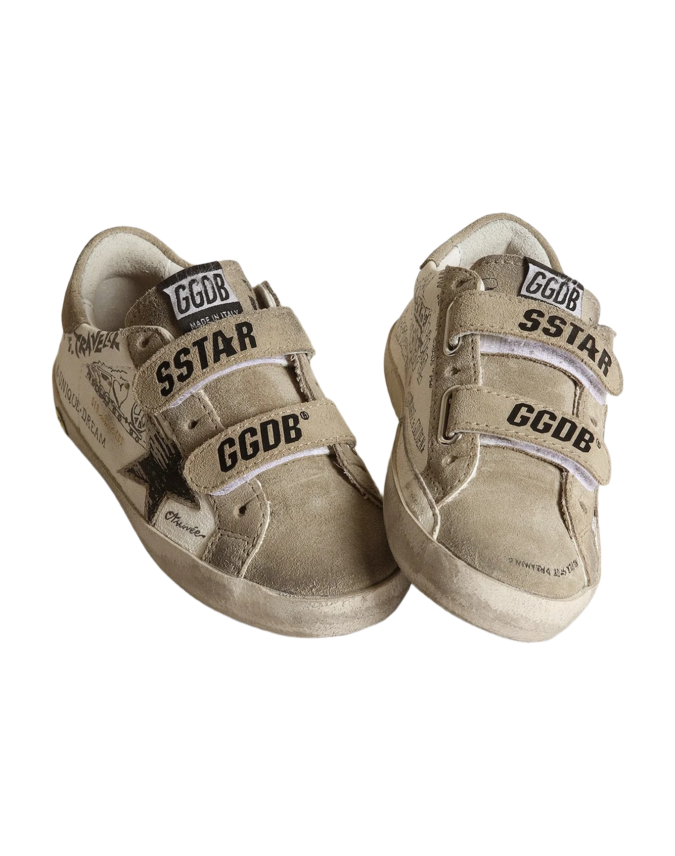 Kids | Young Old School White Nappa with Dove Gray Inserts | White x Black x Taupe - Image 8