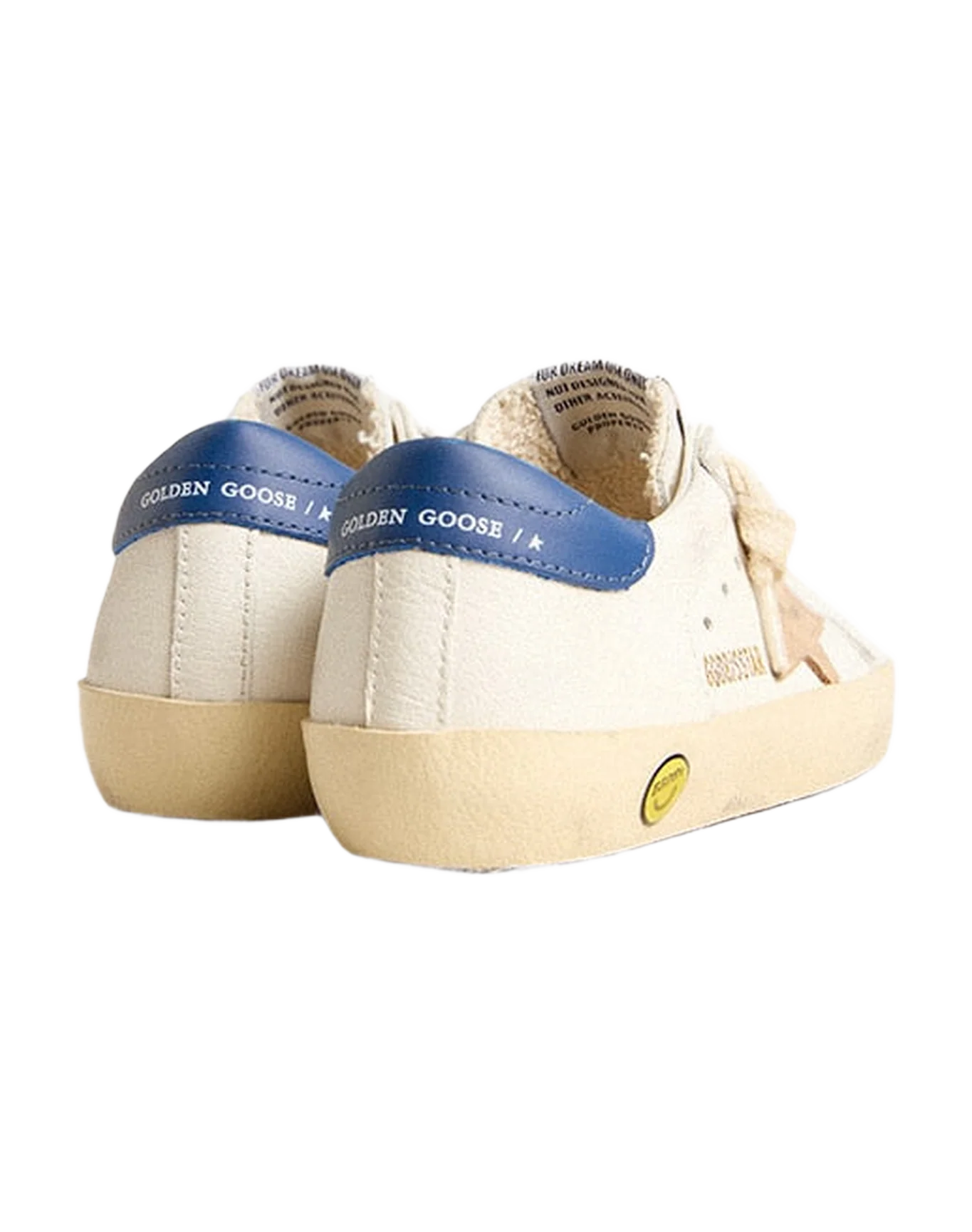 Kids | Young Super-Star Nappa Leather with A Beige Star & Blue Heel Tab | White x Twilight Blue x Beige - Image 8