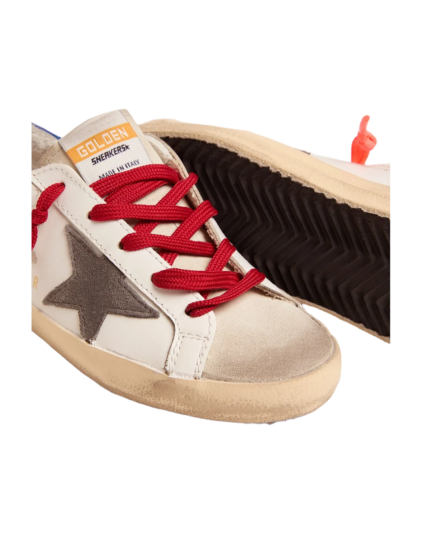 Kids | Young Super-Star Sneakers with Blue Heel Tab & Red Laces | White x Ice x Dark Grey x Royal Blue - Image 3