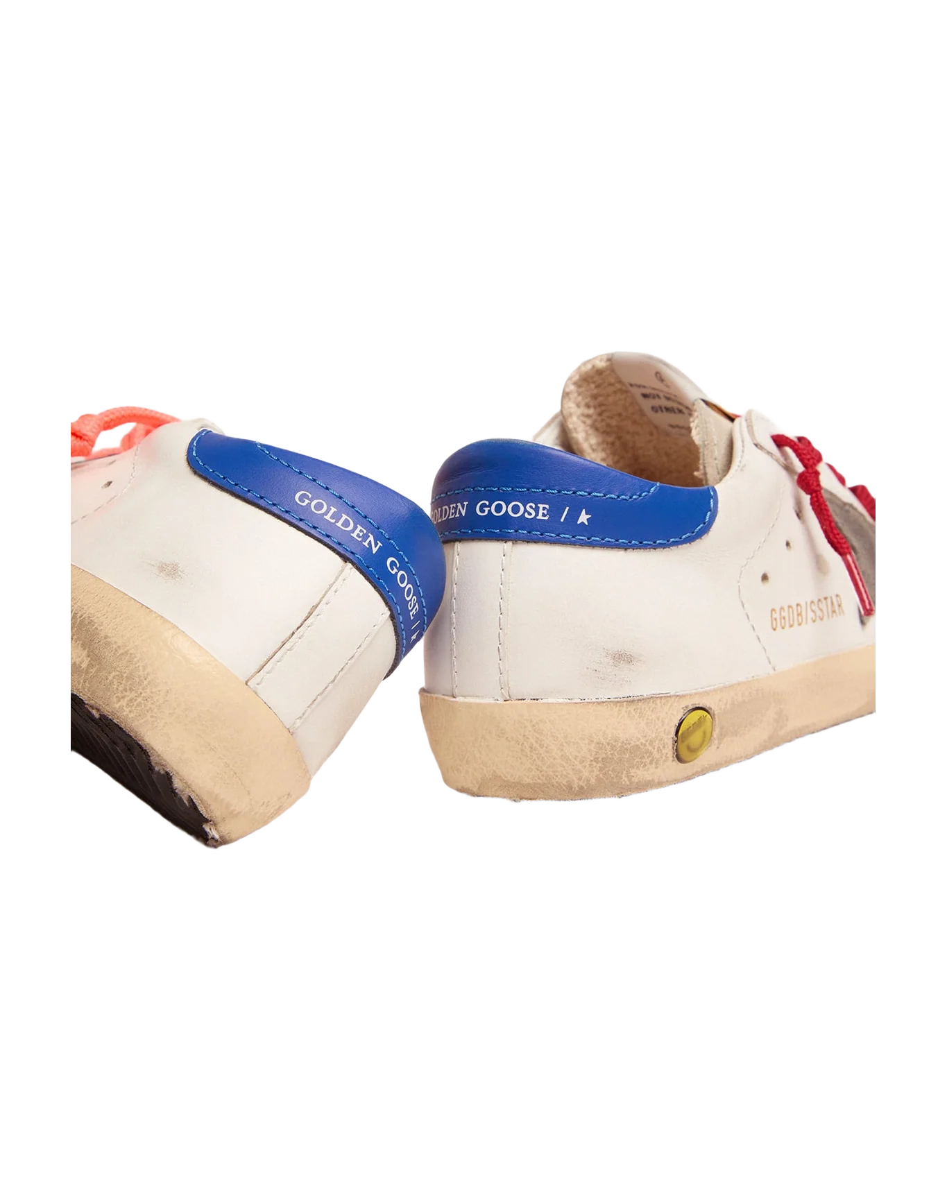 Kids | Young Super-Star Sneakers with Blue Heel Tab & Red Laces | White x Ice x Dark Grey x Royal Blue - Image 4