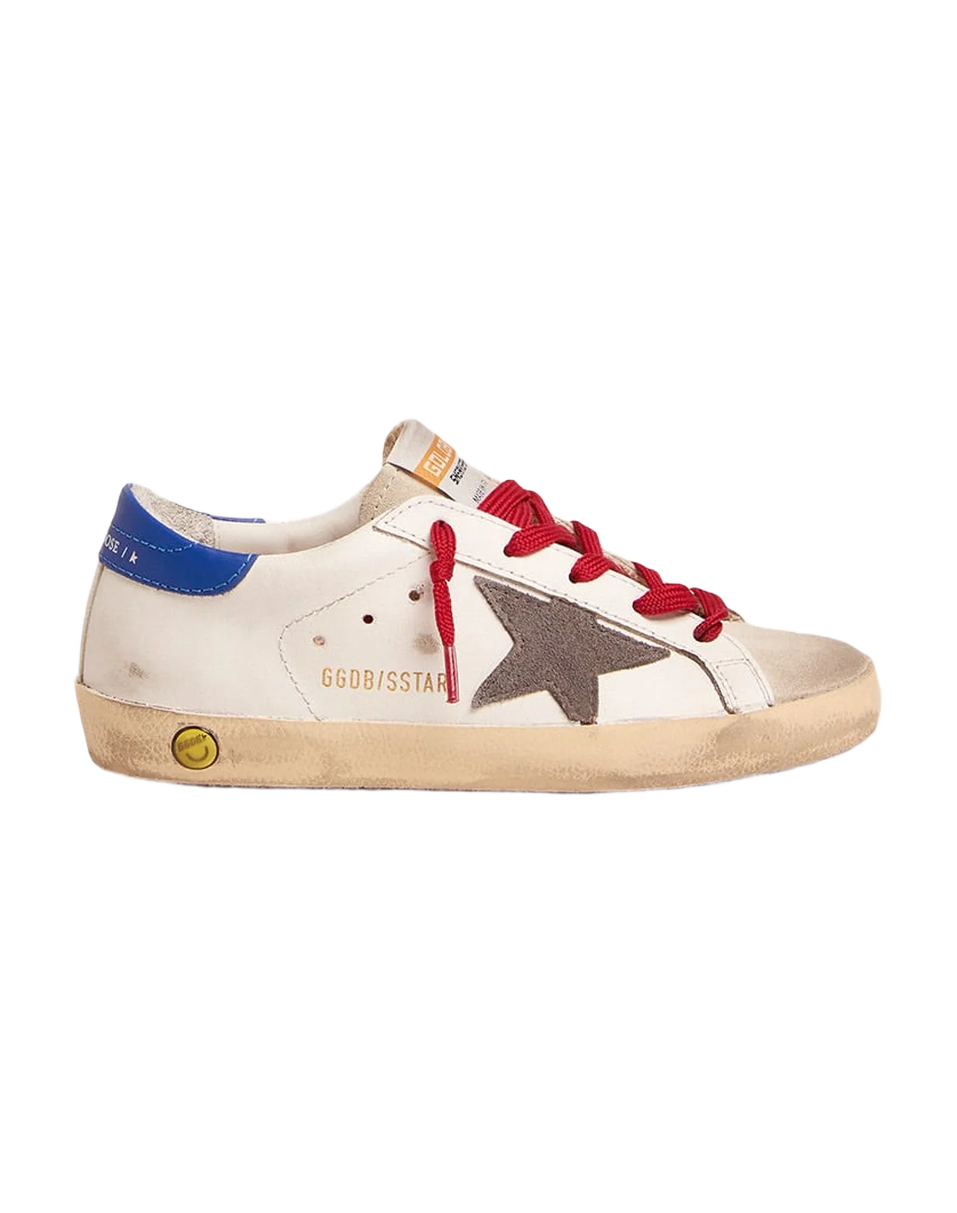 Kids | Young Super-Star Sneakers with Blue Heel Tab & Red Laces | White x Ice x Dark Grey x Royal Blue - Image 5