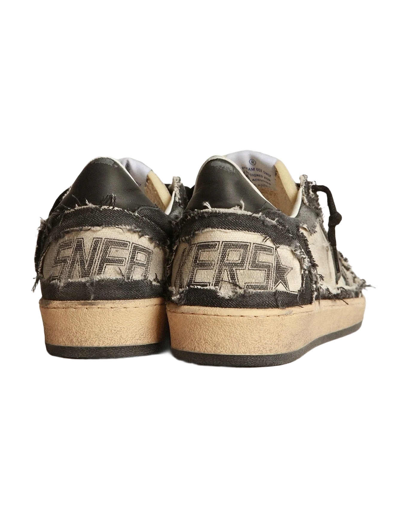 Men | Ball Star Lab White Canvas & Blue Denim with Black Leather Star | Milky White x Navy x Black