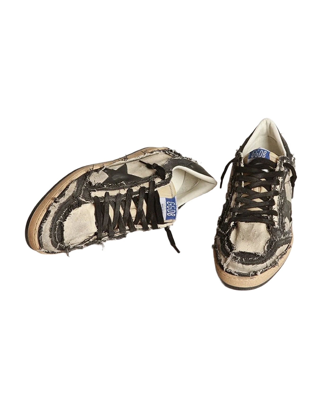 Men | Ball Star Lab White Canvas & Blue Denim with Black Leather Star | Milky White x Navy x Black - Image 2