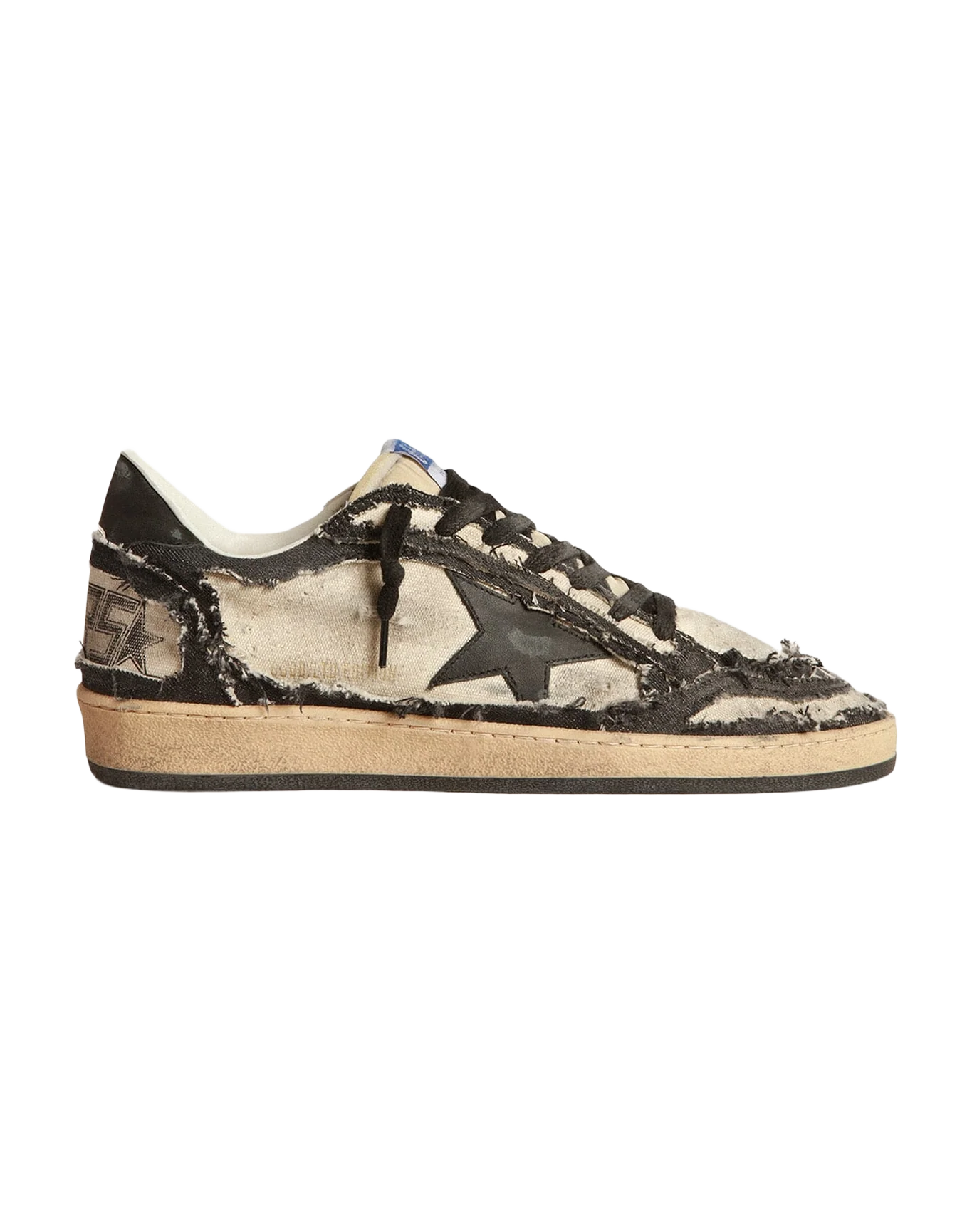 Men | Ball Star Lab White Canvas & Blue Denim with Black Leather Star | Milky White x Navy x Black - Image 3