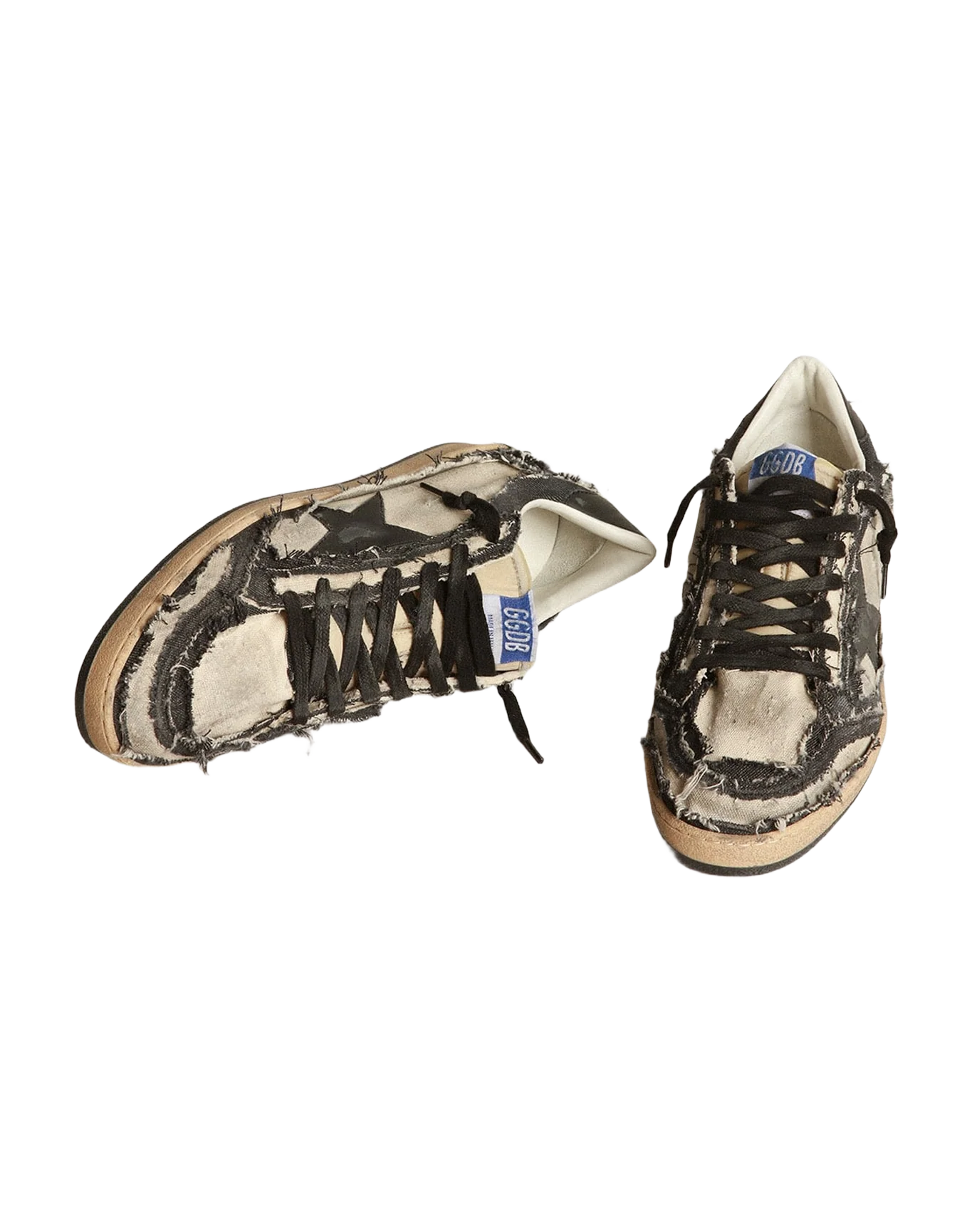 Men | Ball Star Lab White Canvas & Blue Denim with Black Leather Star | Milky White x Navy x Black - Image 5