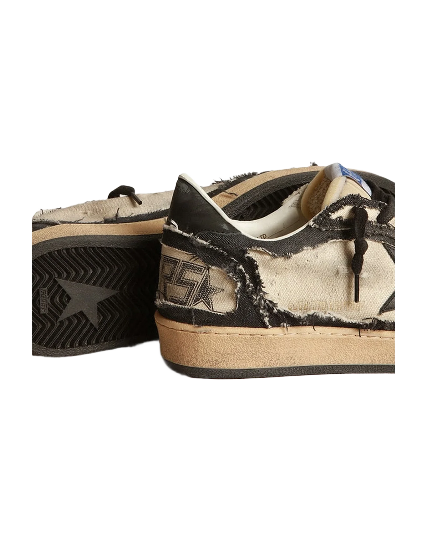 Men | Ball Star Lab White Canvas & Blue Denim with Black Leather Star | Milky White x Navy x Black - Image 6