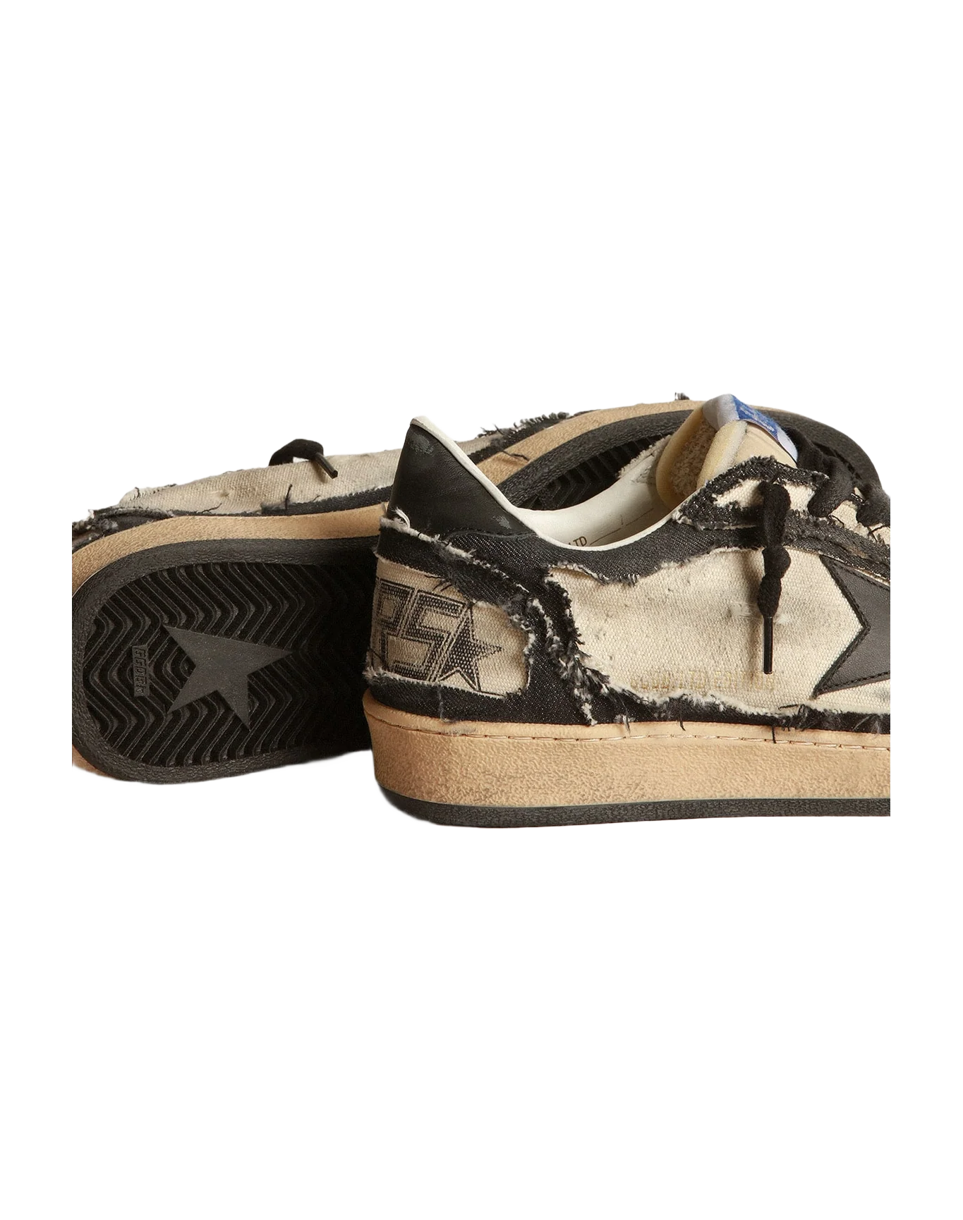 Men | Ball Star Lab White Canvas & Blue Denim with Black Leather Star | Milky White x Navy x Black - Image 7