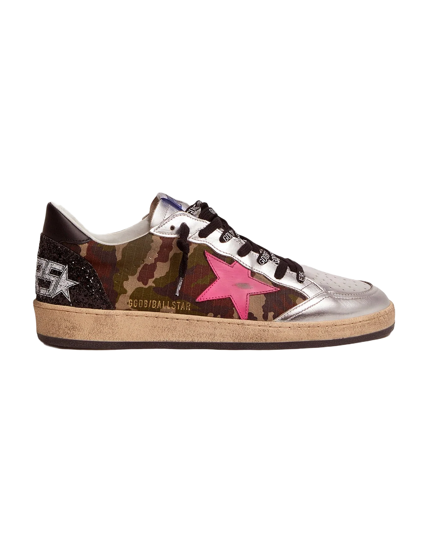 Men | Ball Star Ltd Sneakers with Camouflage Print & Fuchsia Star | Green Camouflage x Silver x Orchid Pink x Black - Image 4