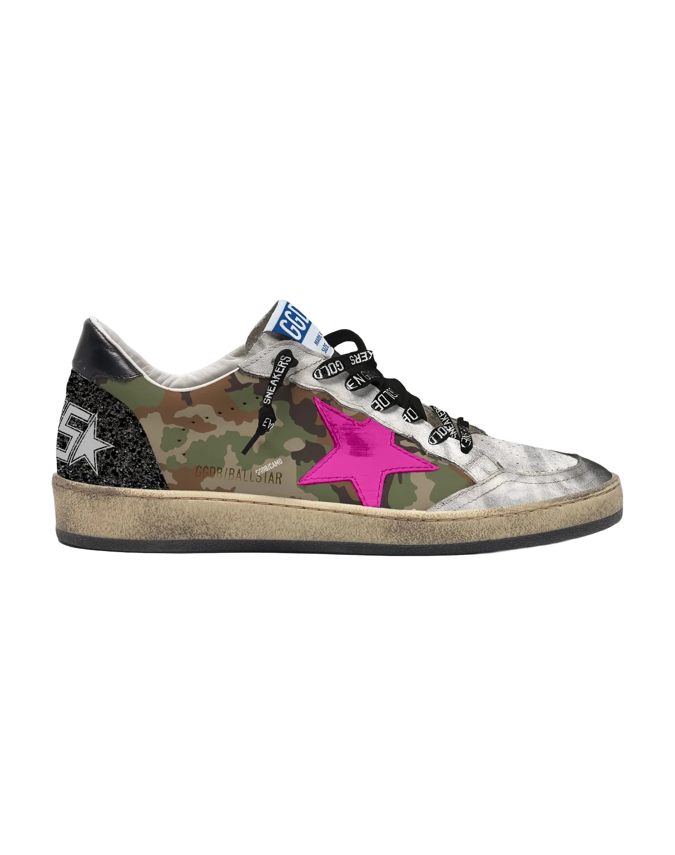 Men | Ball Star Ltd Sneakers with Camouflage Print & Fuchsia Star | Green Camouflage x Silver x Orchid Pink x Black - Image 5