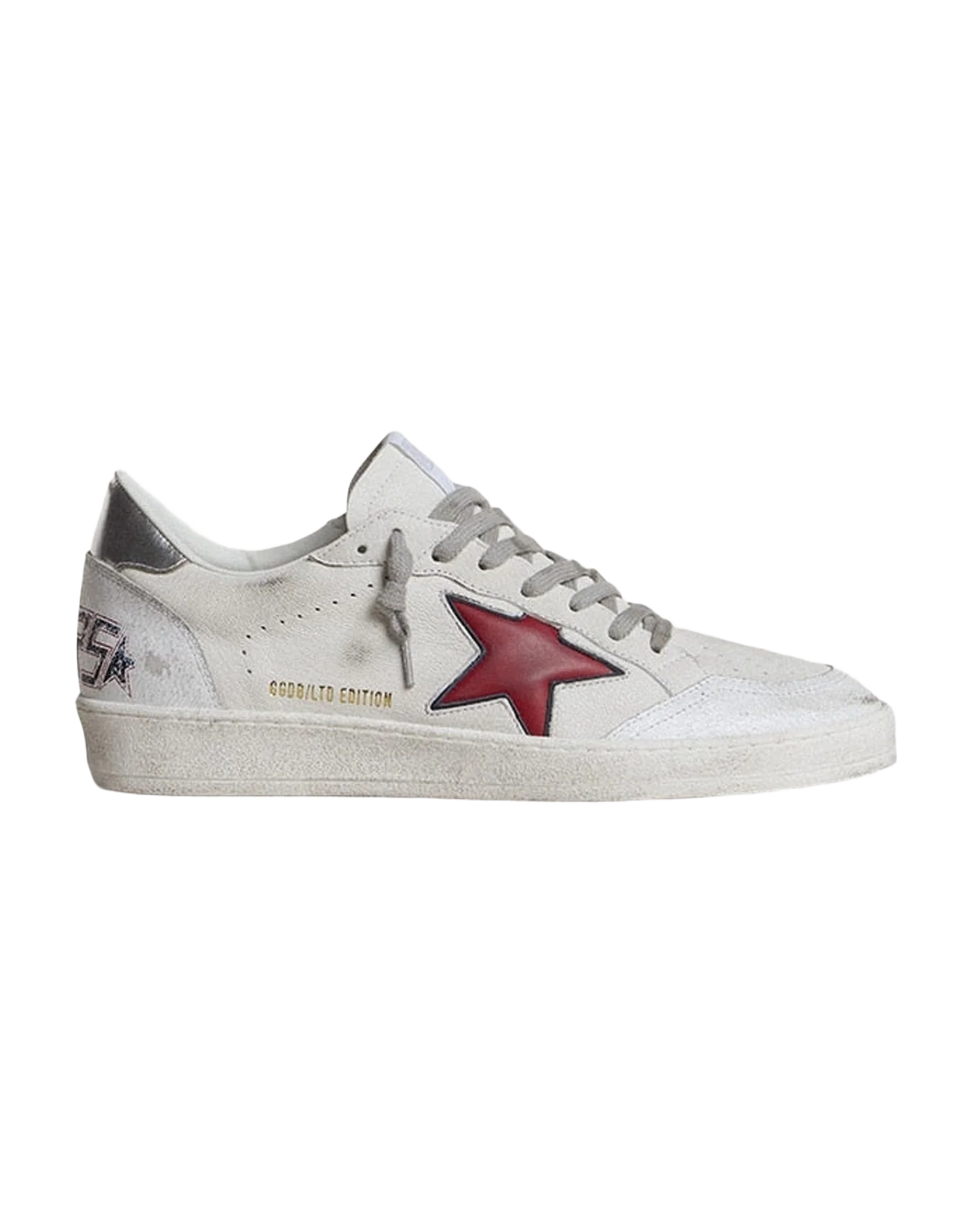 Men | Ball Star Ltd with Red Star & Silver Heel Tab | White x Red x Silver