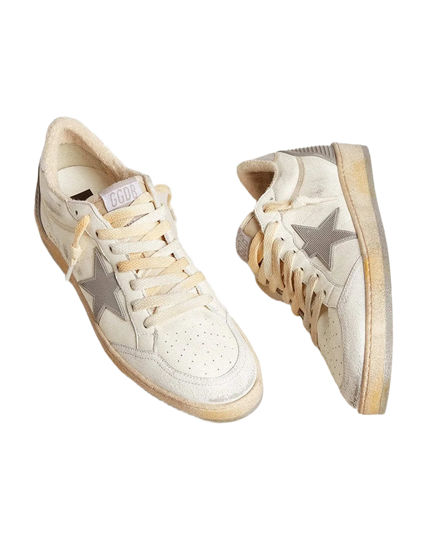 Men | Ball Star Nappa with Rubber Star & Silver Leather Heel Tab | White x Grey x Beige x Silver - Image 3