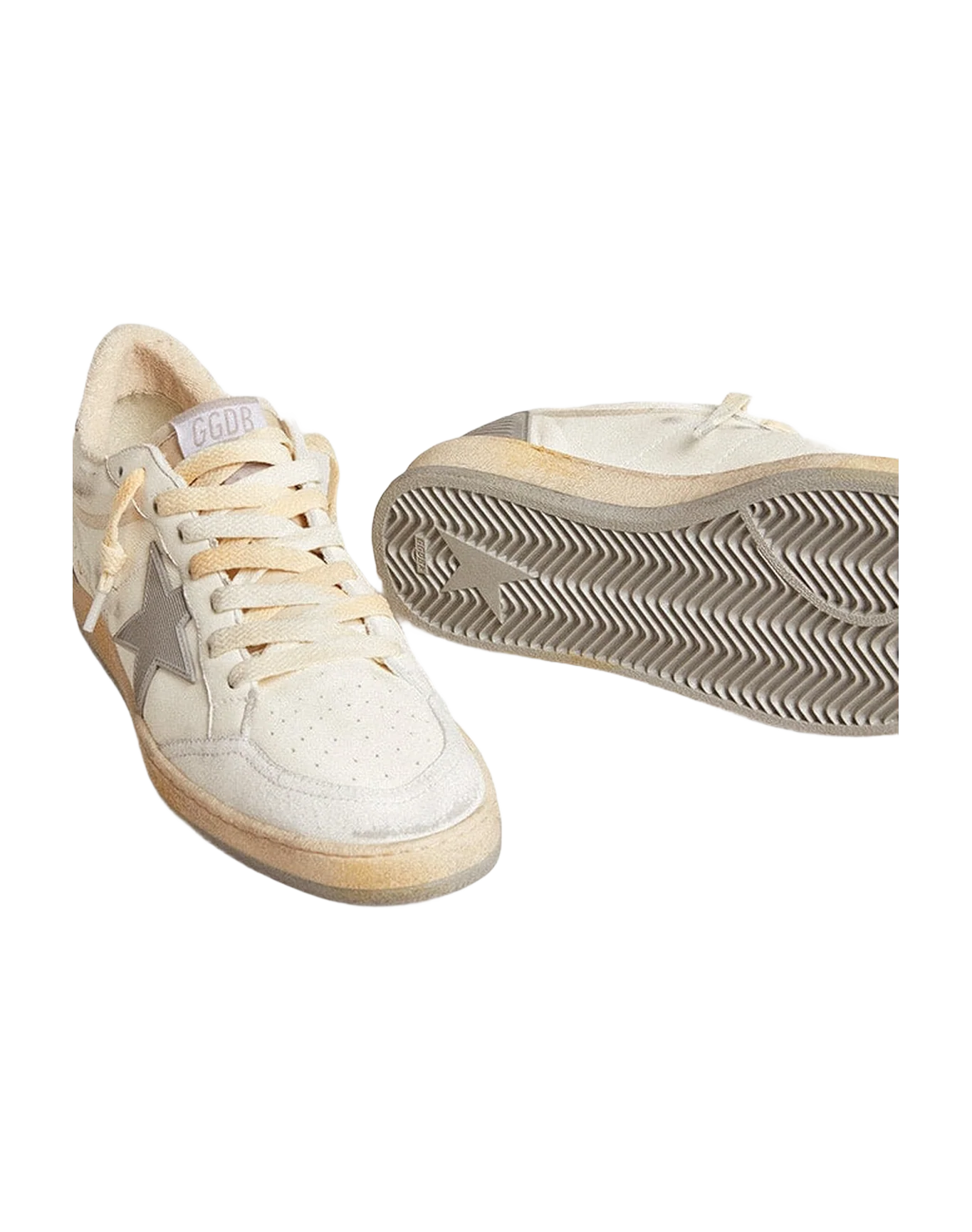 Men | Ball Star Nappa with Rubber Star & Silver Leather Heel Tab | White x Grey x Beige x Silver - Image 4