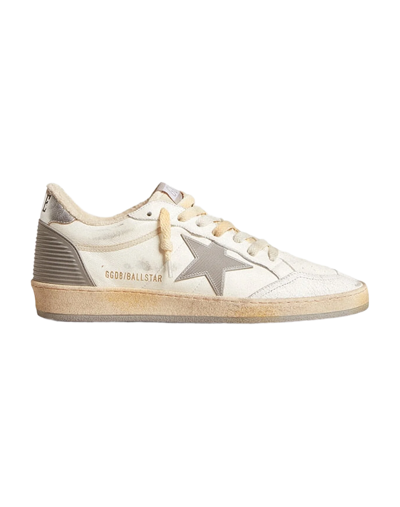 Men | Ball Star Nappa with Rubber Star & Silver Leather Heel Tab | White x Grey x Beige x Silver - Image 6