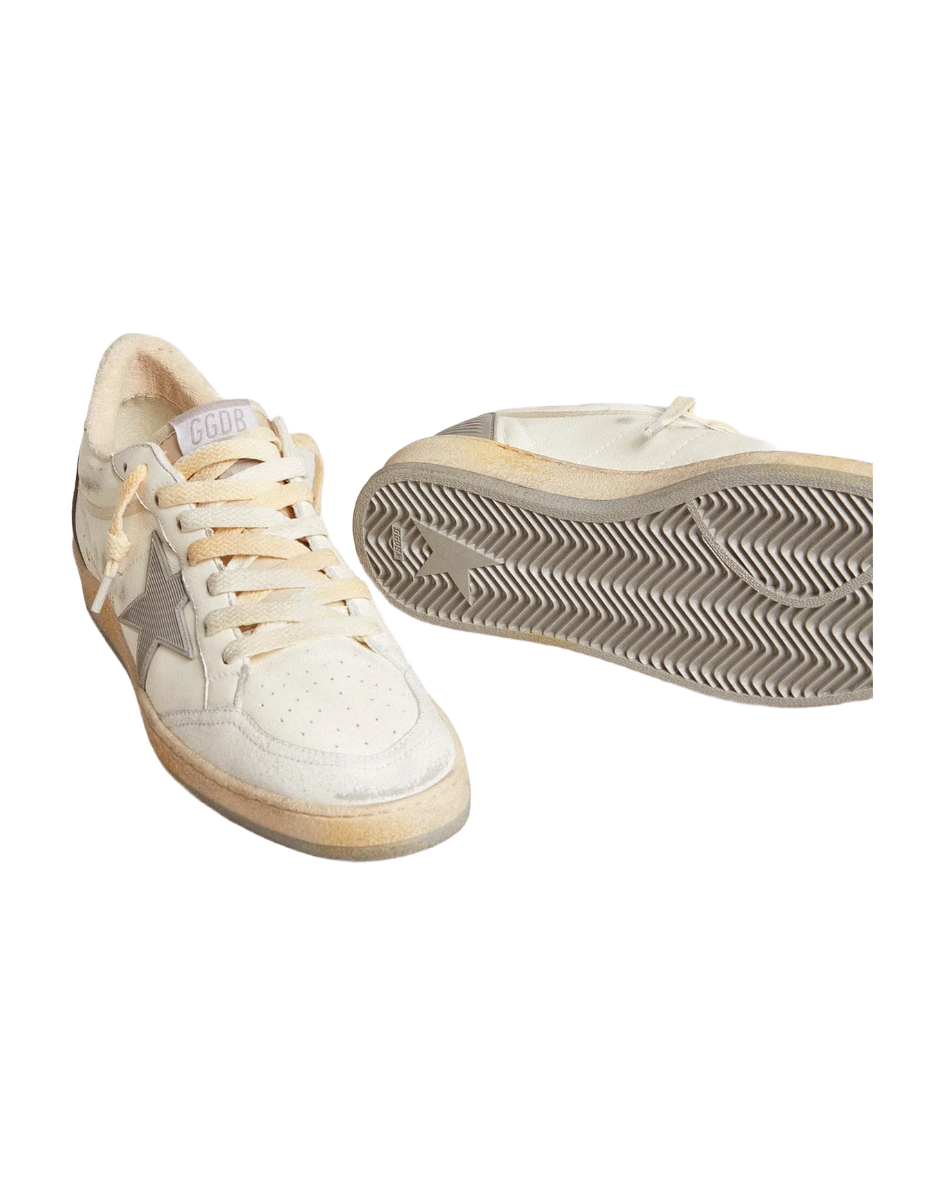 Men | Ball Star Nappa with Rubber Star & Silver Leather Heel Tab | White x Grey x Beige x Silver - Image 7