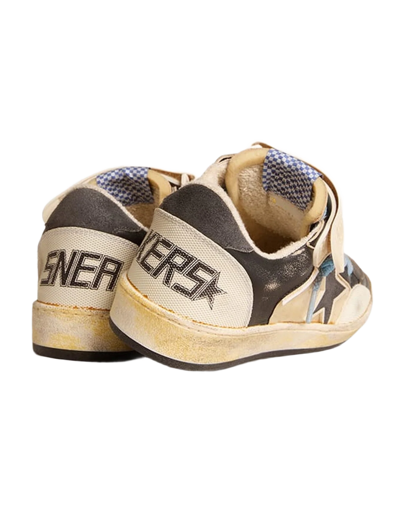 Men | Ball Star Pro Black Leather with Velcro Strap | White x Mustang x Pvc
