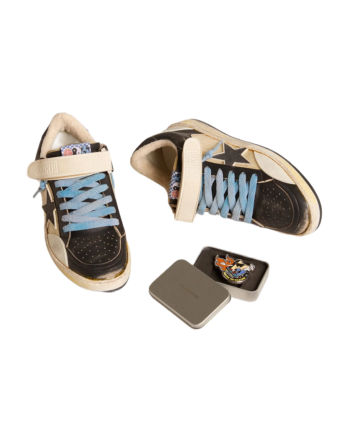 Men | Ball Star Pro Black Leather with Velcro Strap | White x Mustang x Pvc - Image 3