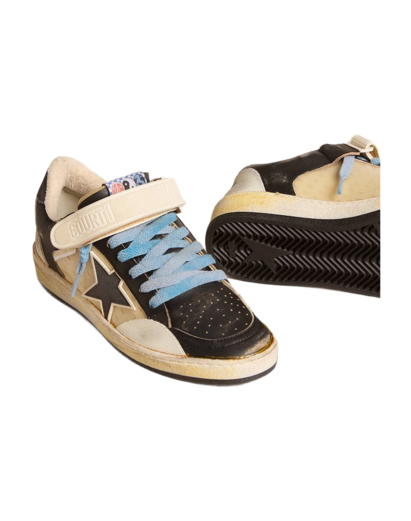 Men | Ball Star Pro Black Leather with Velcro Strap | White x Mustang x Pvc - Image 4