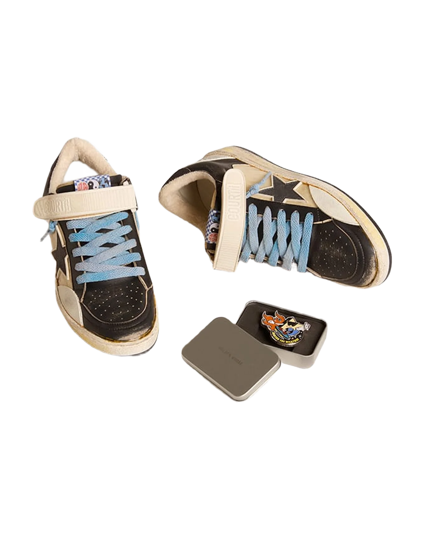 Men | Ball Star Pro Black Leather with Velcro Strap | White x Mustang x Pvc - Image 6