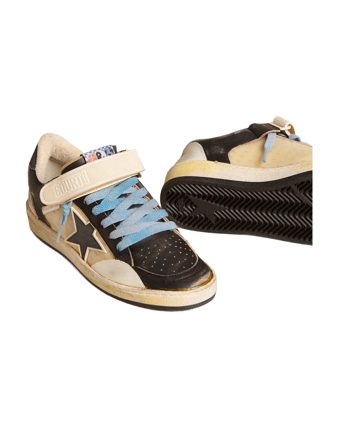 Men | Ball Star Pro Black Leather with Velcro Strap | White x Mustang x Pvc - Image 8