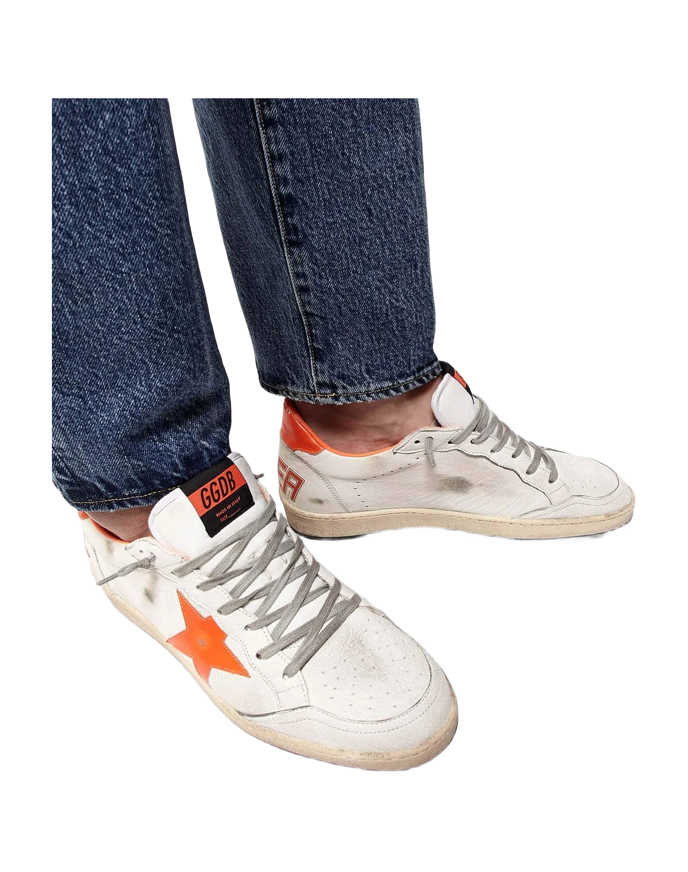 Men | Ball Star Sneakers Leather with Dayglow Details & Lining - Image 3