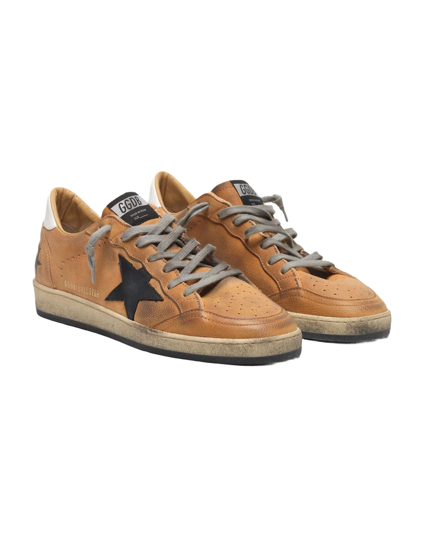 Men | Ball Star Sneakers Sand Colour Leather with Black Star - Image 3