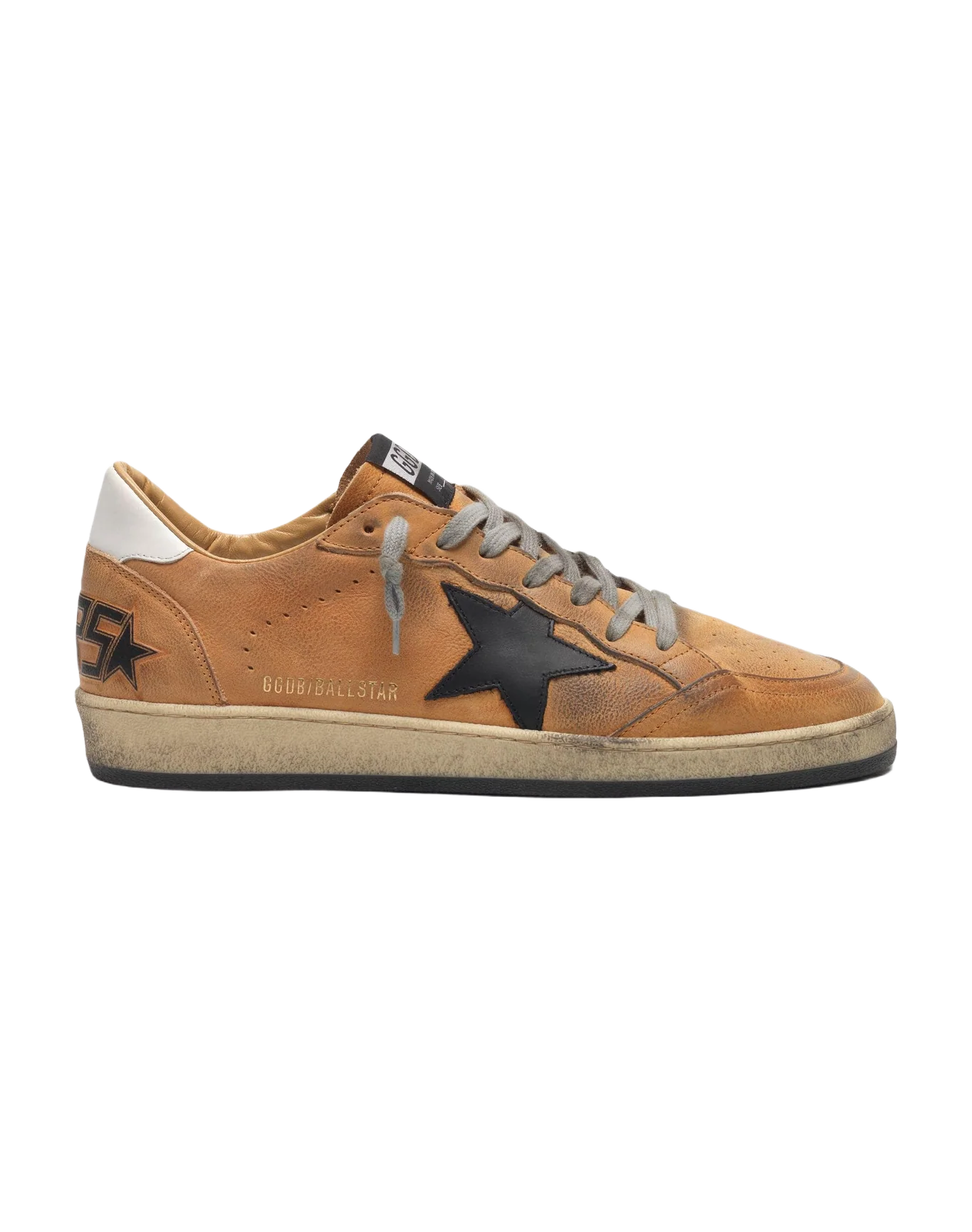 Men | Ball Star Sneakers Sand Colour Leather with Black Star - Image 4