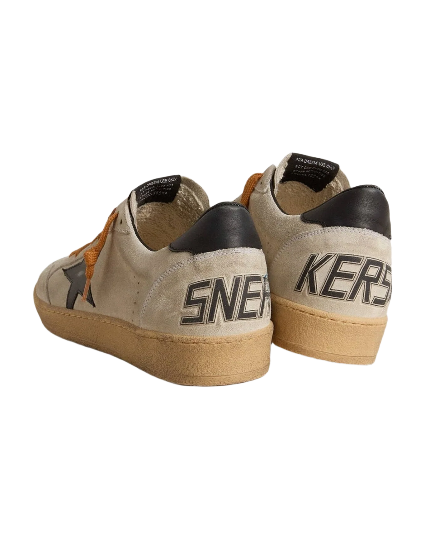 Men | Ball Star Taupe Suede, Black Details & Orange Lace | Grey x Black