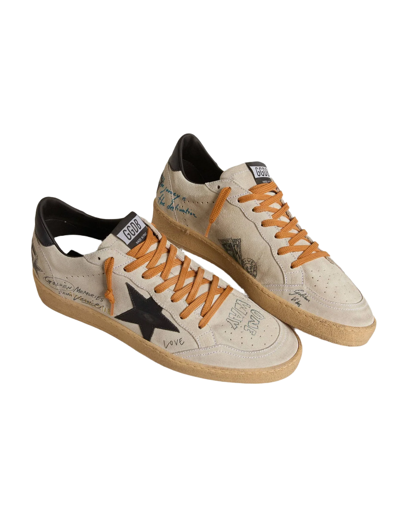 Men | Ball Star Taupe Suede, Black Details & Orange Lace | Grey x Black - Image 2