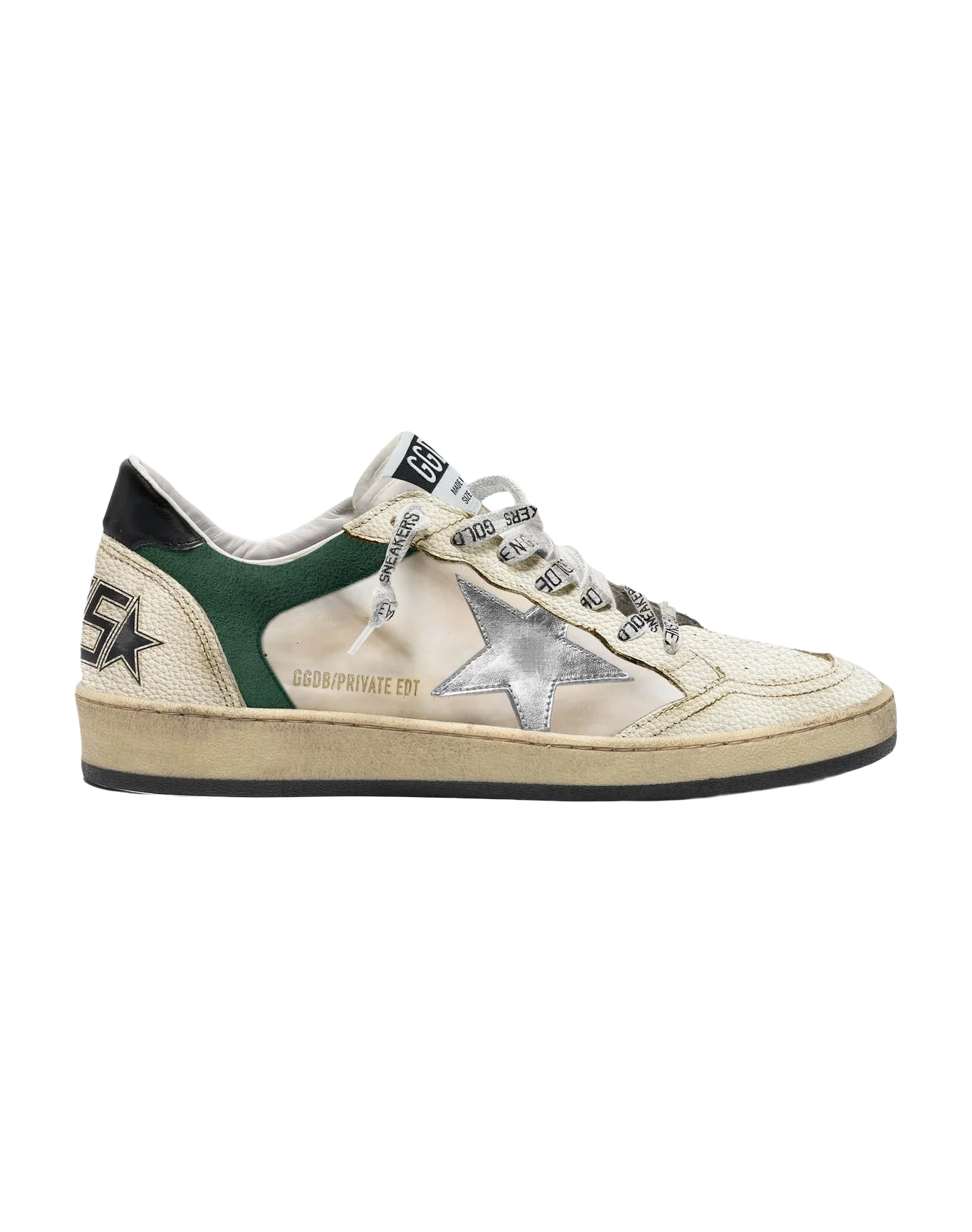 Men | Ball Star White & Green Leather with Silver Star | White x Green x Black - Image 2