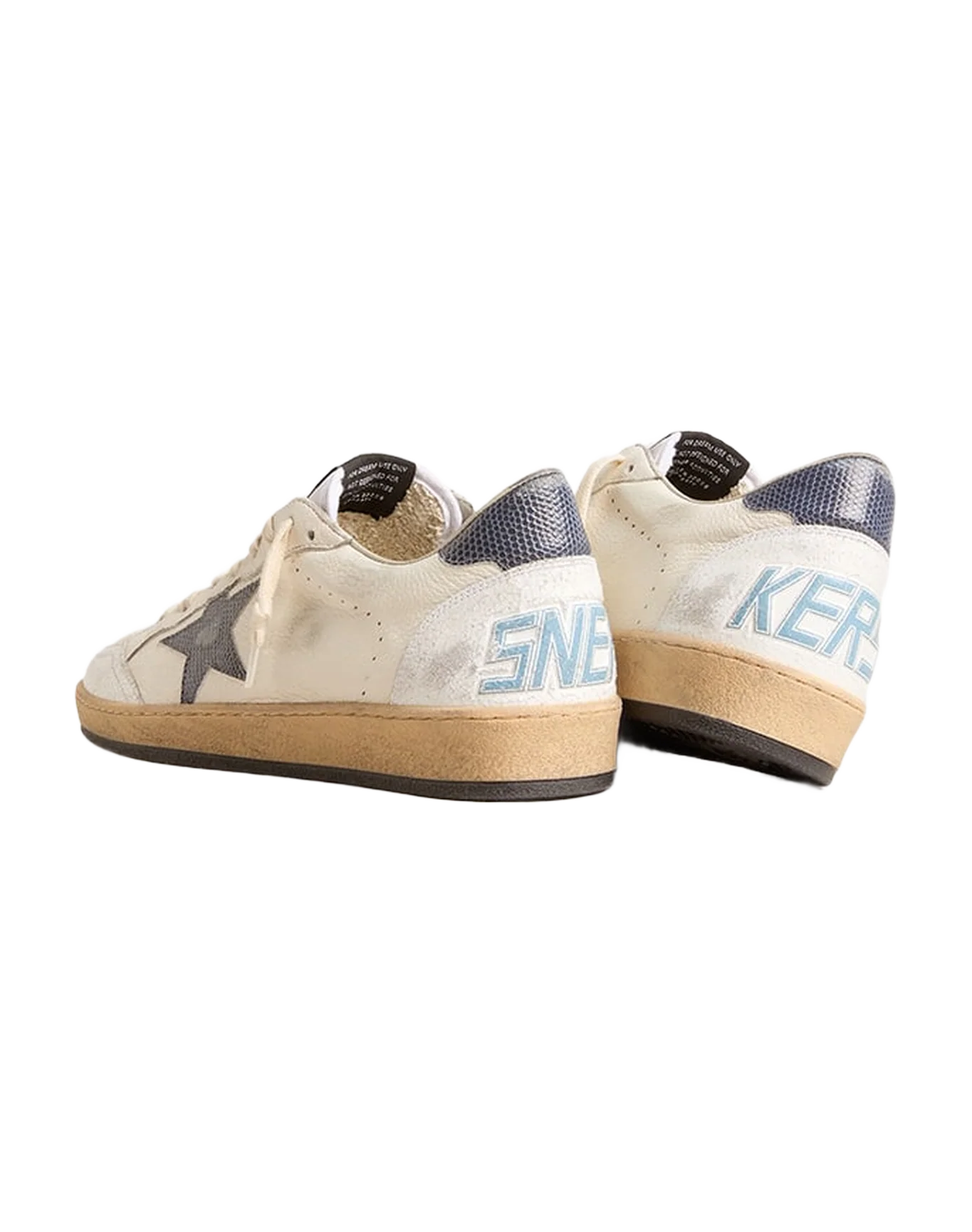 Men | Ball-Star White Nappa with Blue Star & Heel Tab | White x Dusty Blue - Image 2