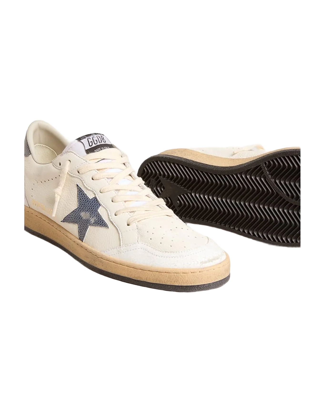 Men | Ball-Star White Nappa with Blue Star & Heel Tab | White x Dusty Blue - Image 3