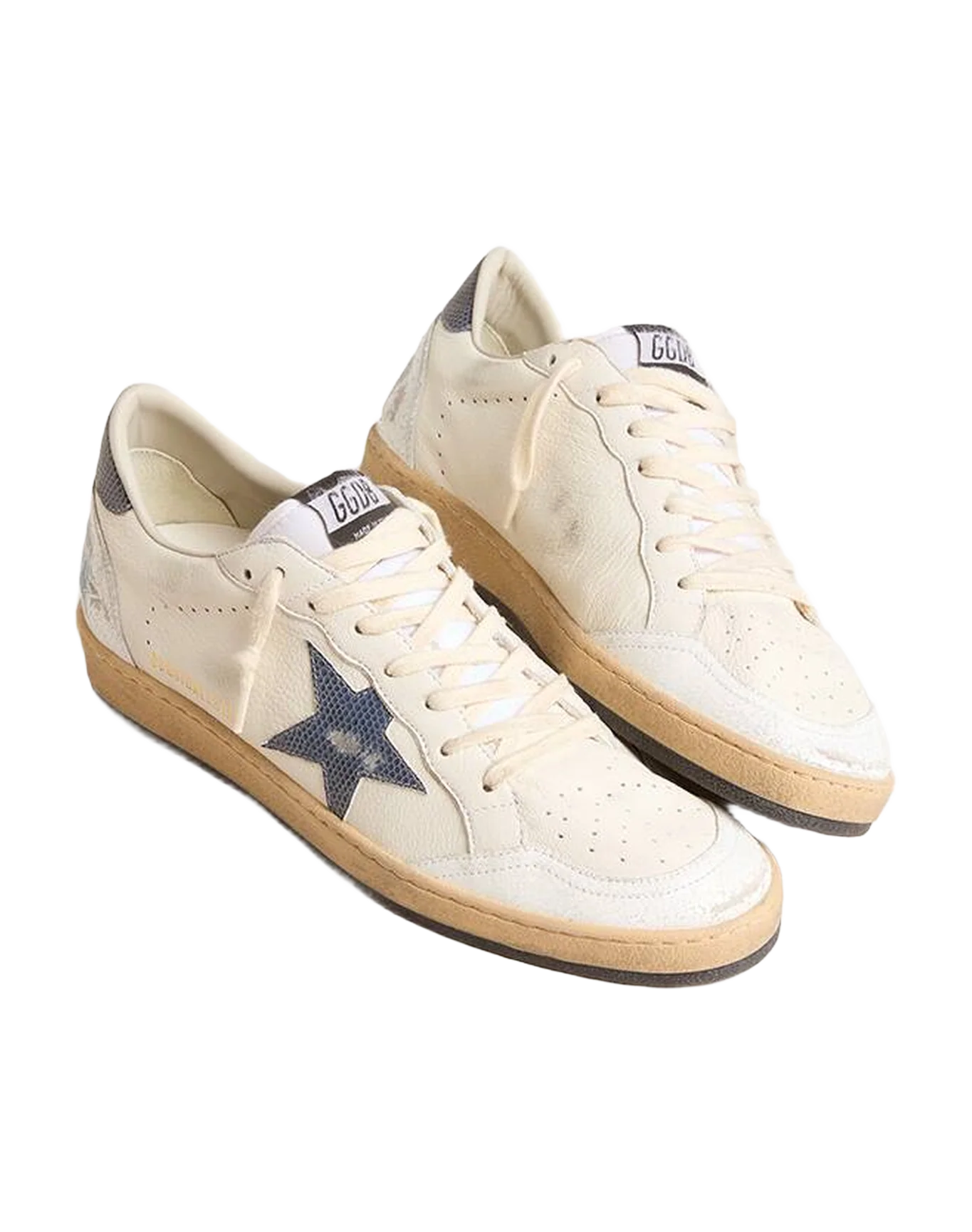 Men | Ball-Star White Nappa with Blue Star & Heel Tab | White x Dusty Blue - Image 4