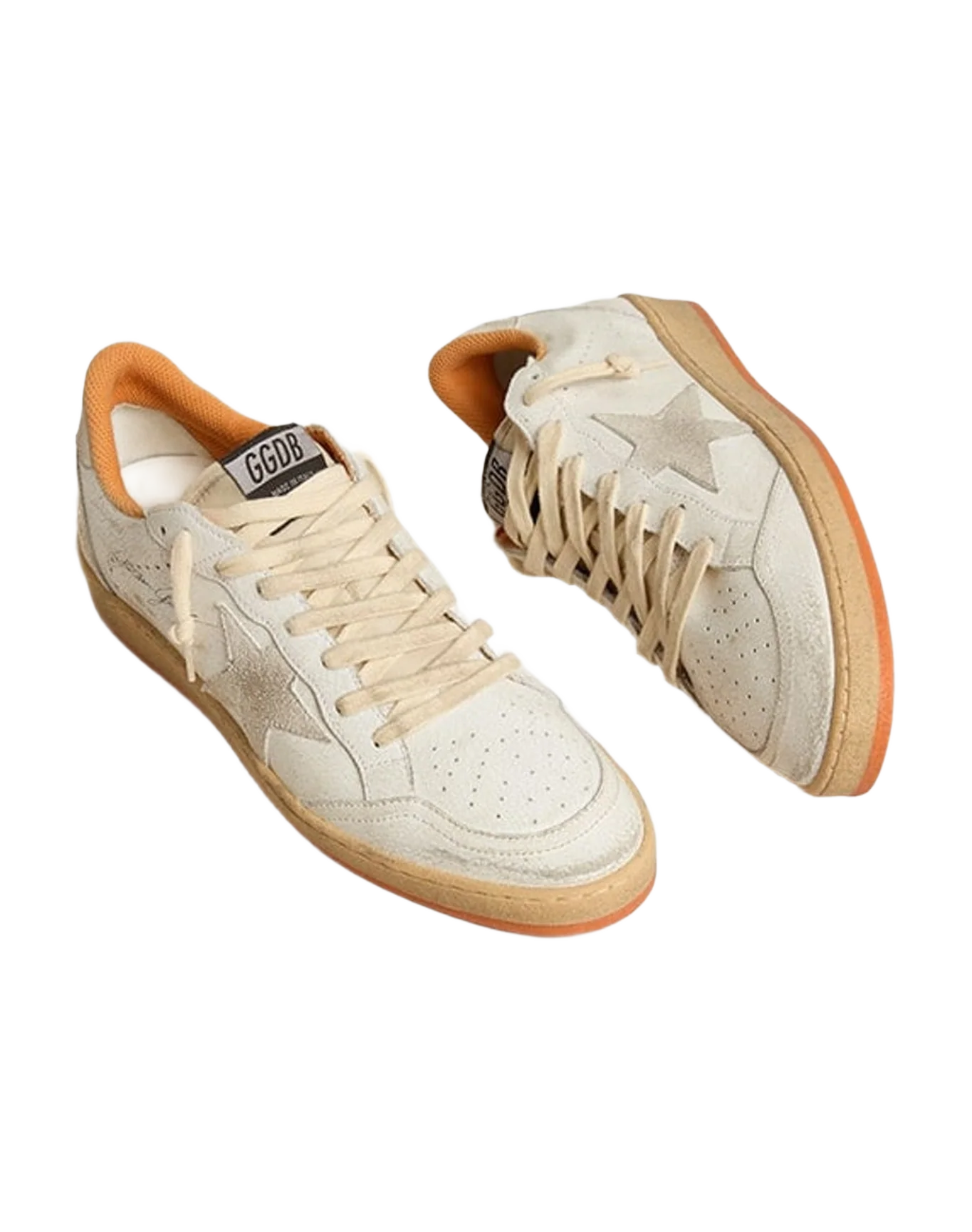 Men | Ball Star with Suede Star & Orange Inserts | White x Beige x Orange