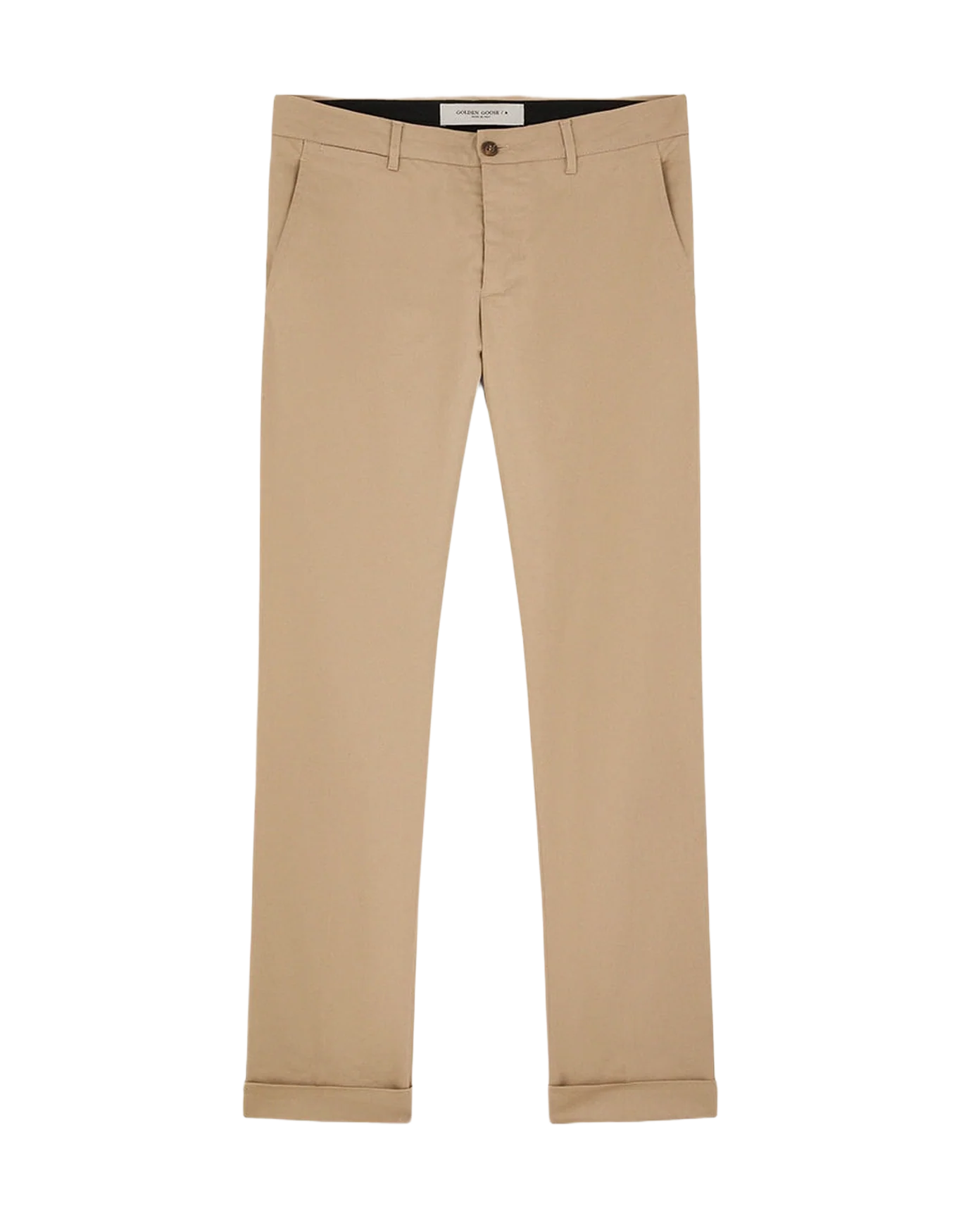 Men | Beige Cotton Chino Pants | Beige - Image 2