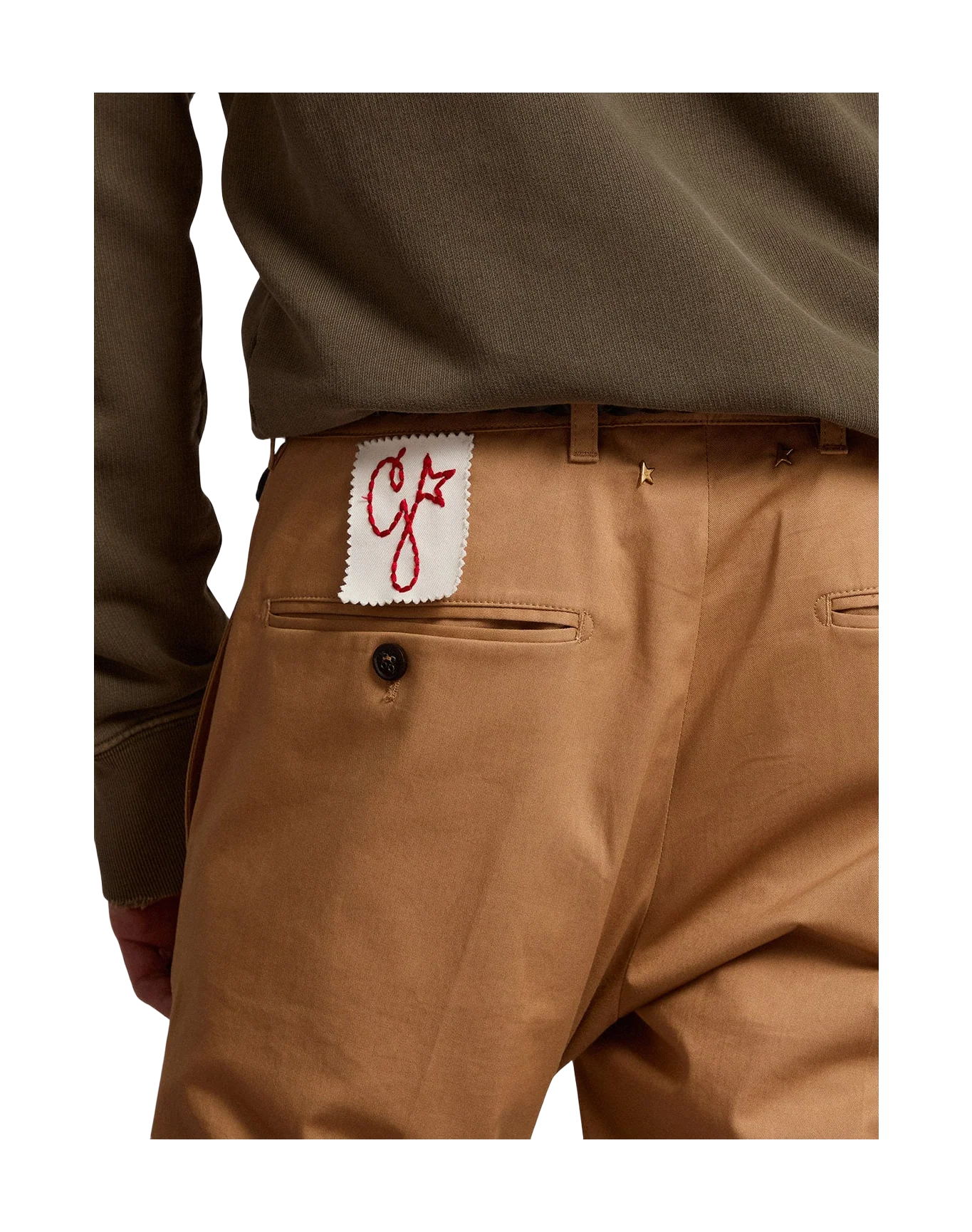 Men | Beige Cotton Chino Pants | Beige - Image 3