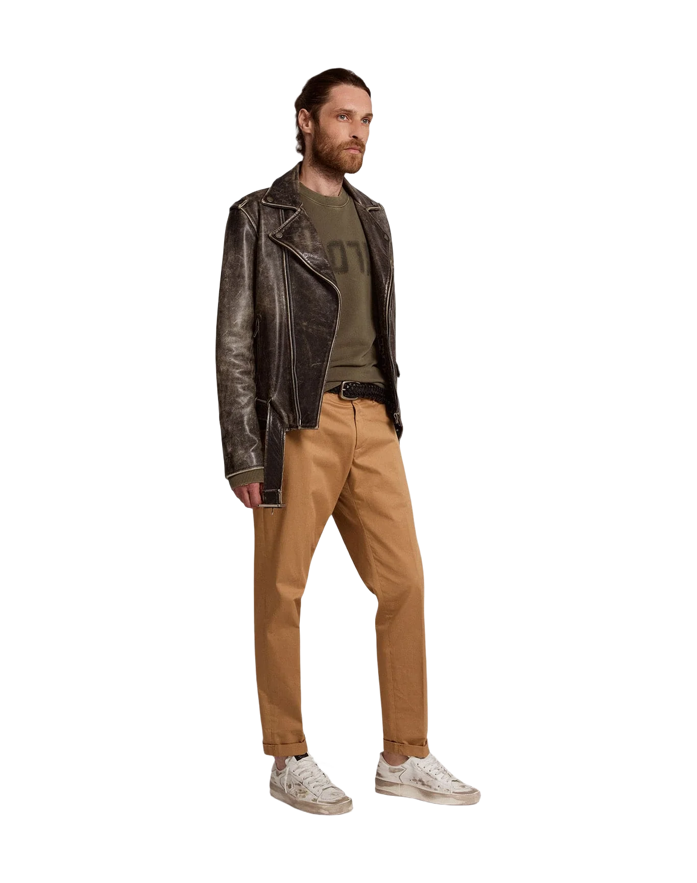 Men | Beige Cotton Chino Pants | Beige - Image 6