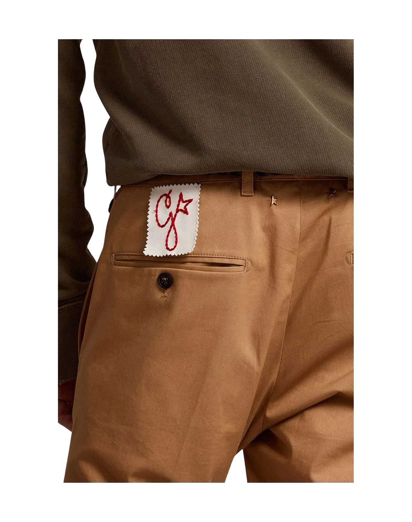 Men | Beige Cotton Chino Pants | Beige - Image 7