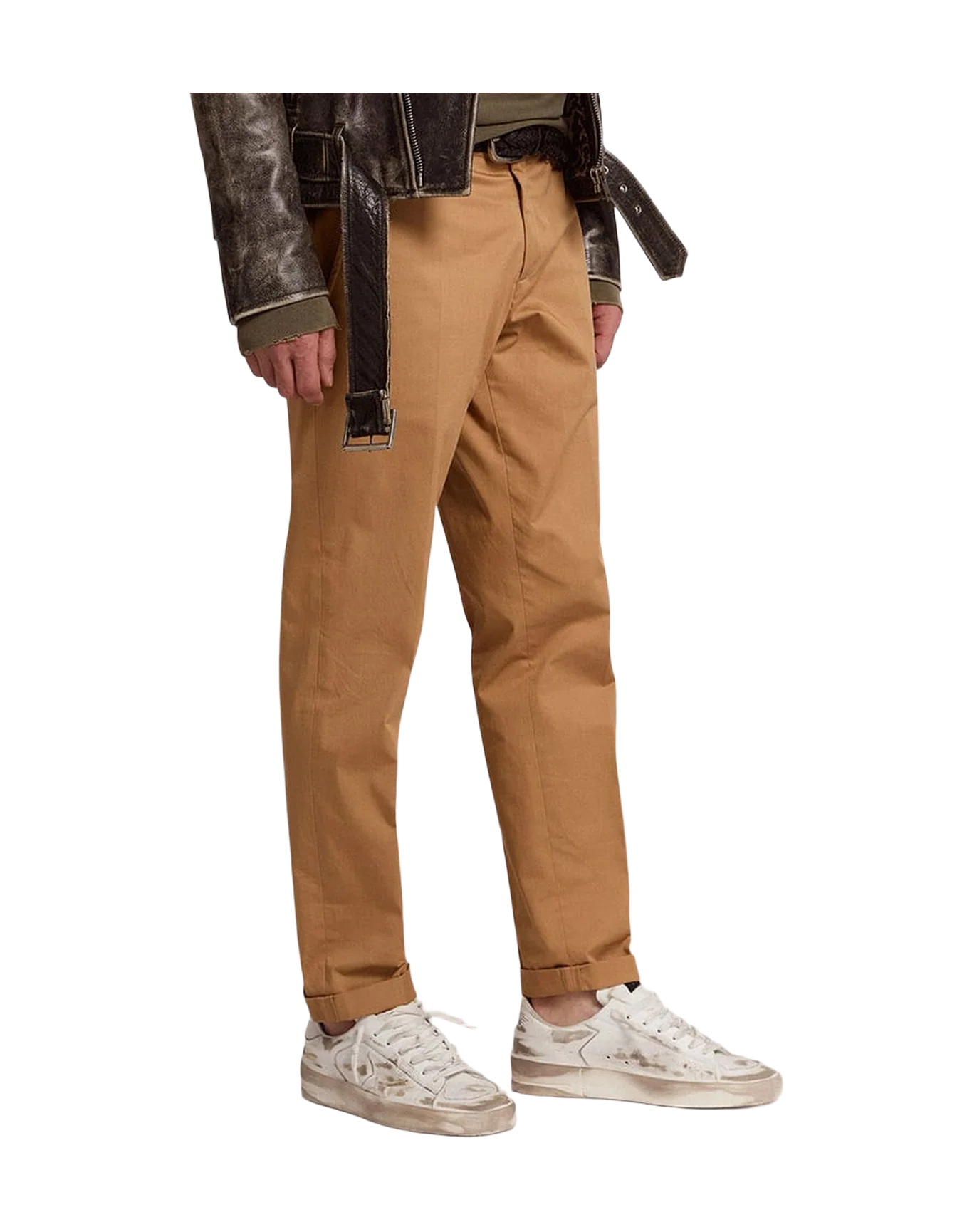 Men | Beige Cotton Chino Pants | Beige - Image 9