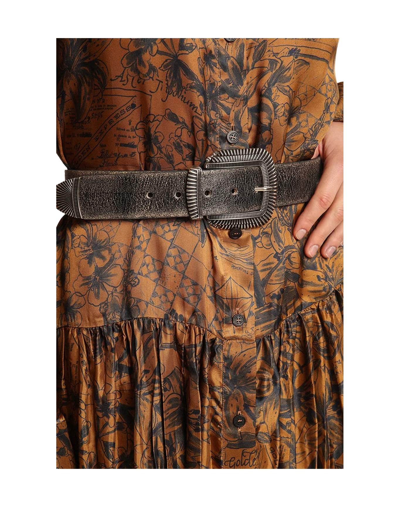Men | Belt Black Leather with Decorated Buckle | Black - Image 3