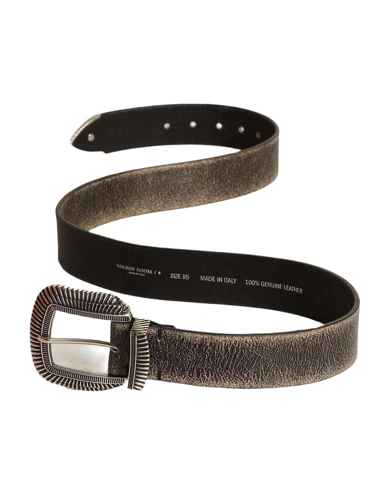 Men | Belt Black Leather with Decorated Buckle | Black - Image 4