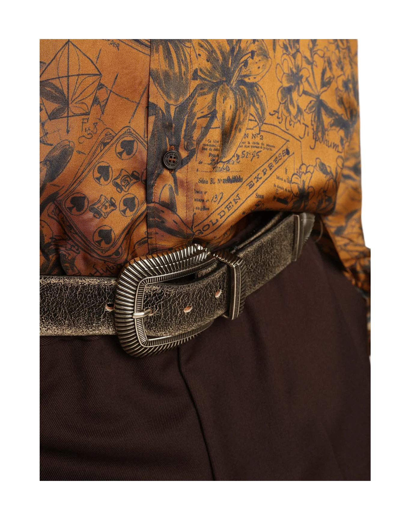 Men | Belt Black Leather with Decorated Buckle | Black - Image 5