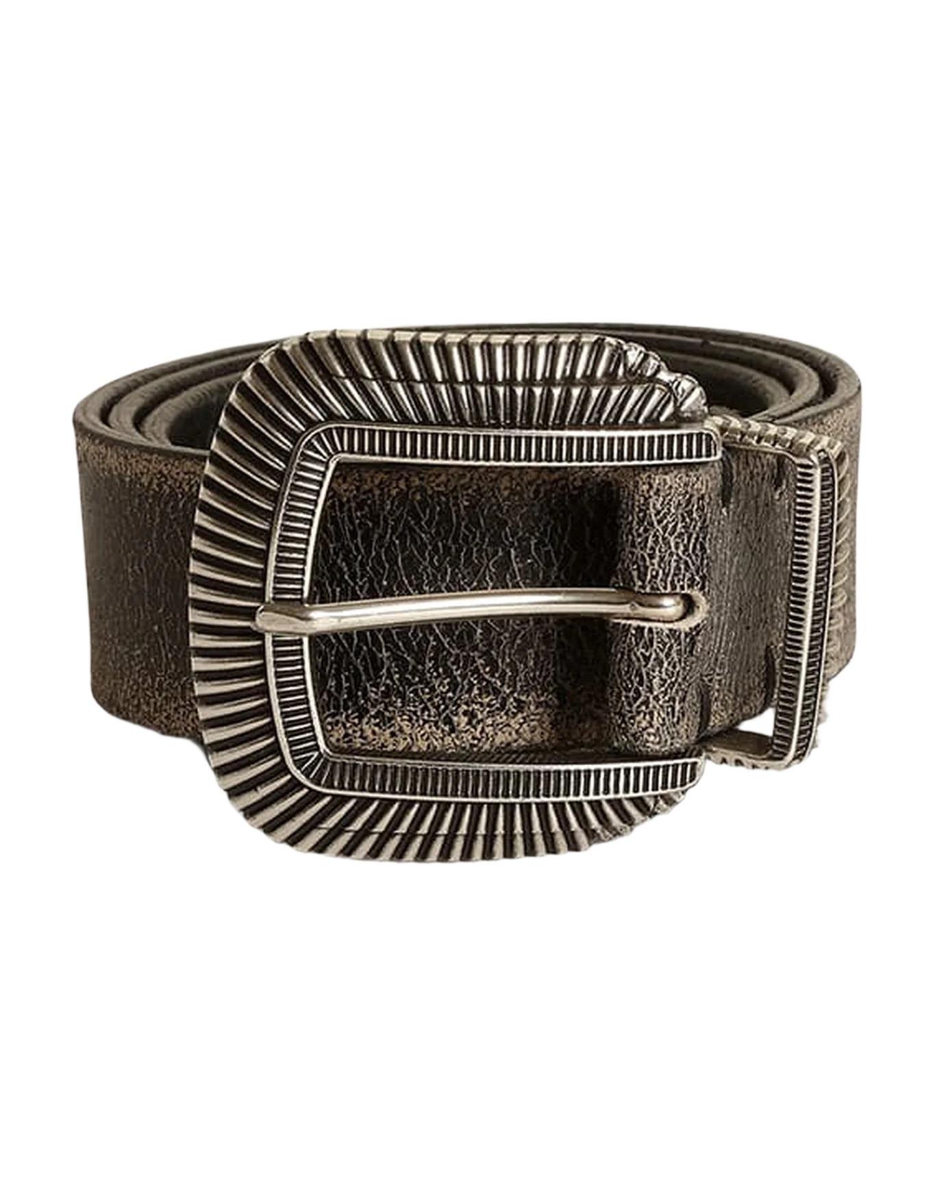 Men | Belt Black Leather with Decorated Buckle | Black - Image 6