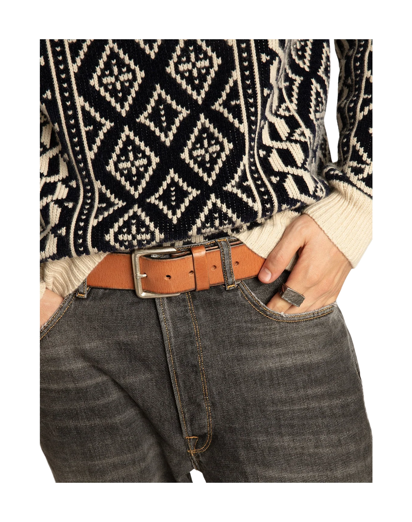 Men | Belt Tan-Colored Washed Leather | Cuoio - Image 6